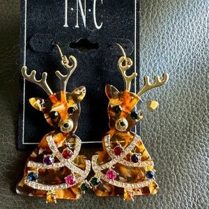 Reindeer and crystal accented deer 🦌 earring INC